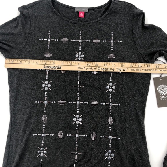 Vince Camuto Womens Top Small Gray Metal Stud Long Sleeve Stretch Rayon Knit NEW - Picture 8 of 12